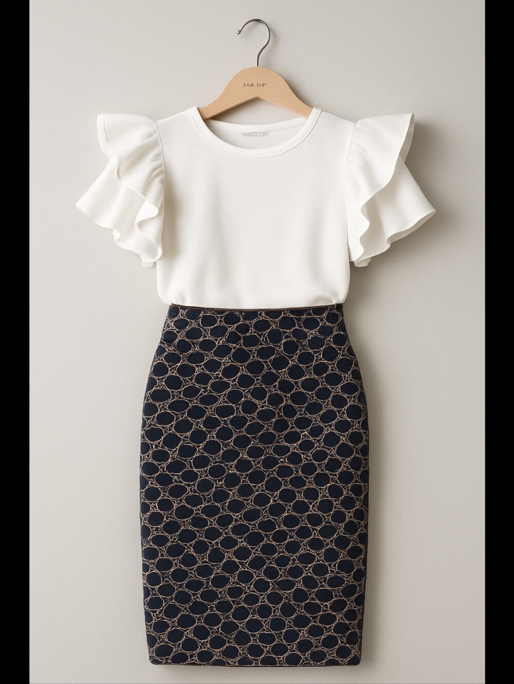 DVF Mini  Pencil Skirt - Pattern Blk And Navy Size 2